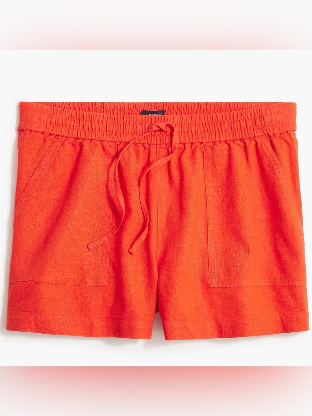 J.CREW Linen Blend Shorts Drawstring Coral Orange Small Casual Beach Versatile